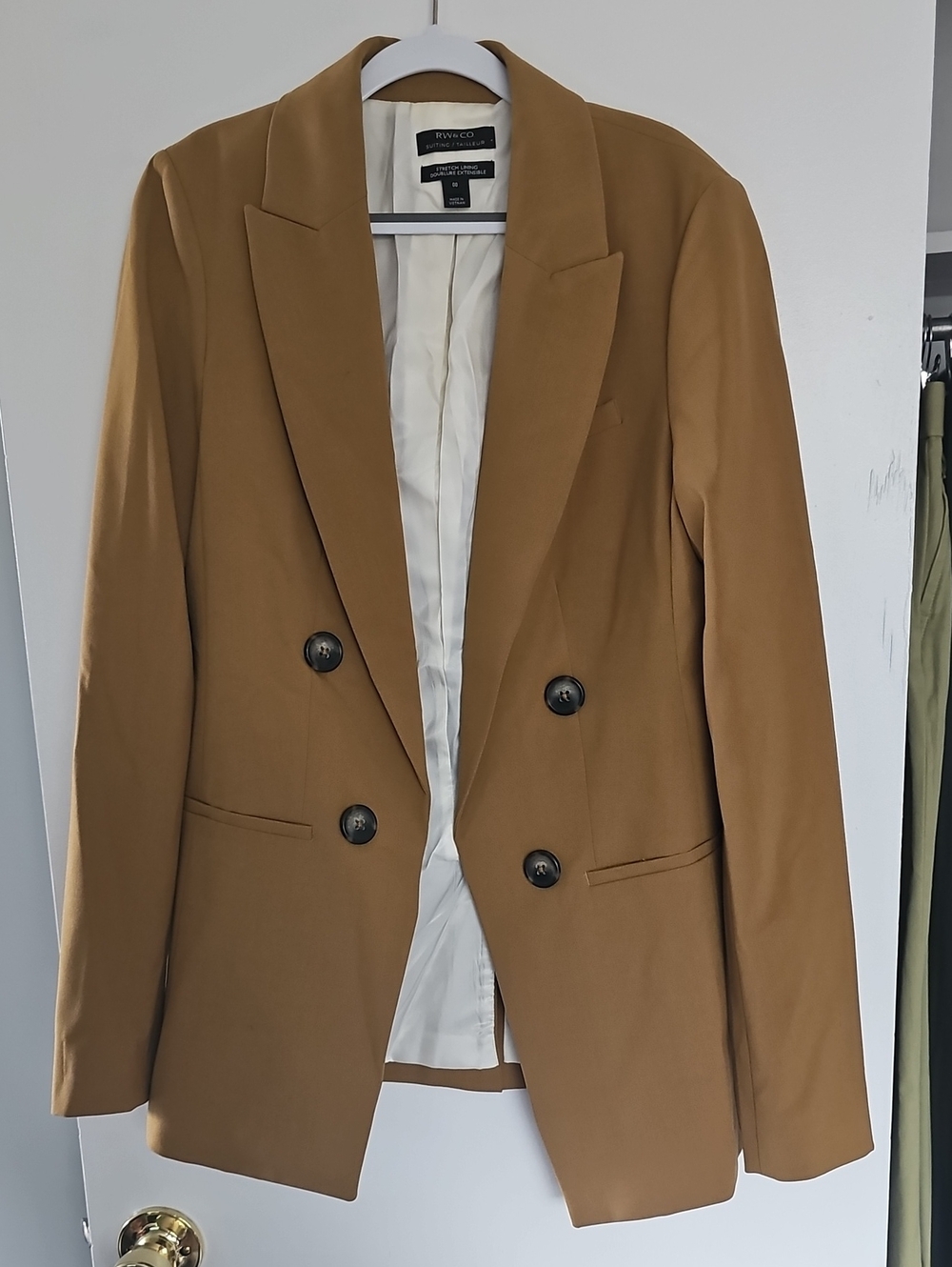 RW&CO. Tan Mustard Double-Breasted Blazer